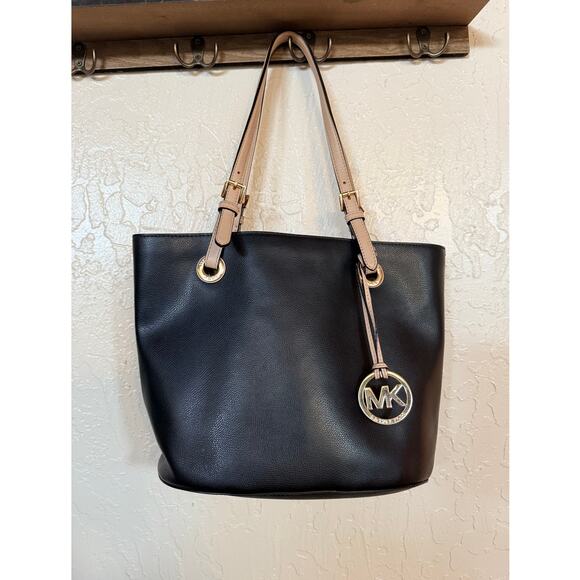 Michael K. Black Leather Tote Bag - Picture 2 of 3